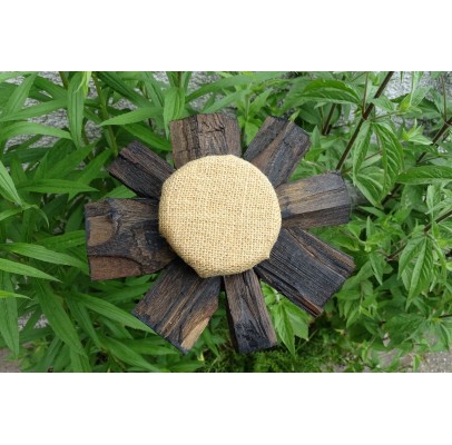 Fleurs en bois recyclés du jardin des lutins "coeur nature"