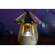 Lanterne LED verre jaune rechargeable sur USB "tuiles tavaillons" 
