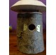 Lanterne LED bois recyclés rechargeable sur USB "toit sapin"