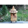 Nichoir en bois recyclés pour oiseaux -28 mm-toit pointu et flammé "6"