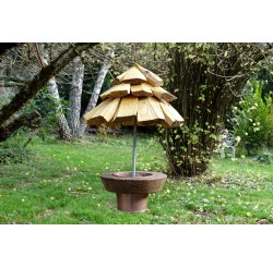 Mangeoire à graines pour oiseaux en bois recyclés et brut
