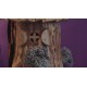 Tirelire bois recyclé, lichen "maison de lutins"-artisanal